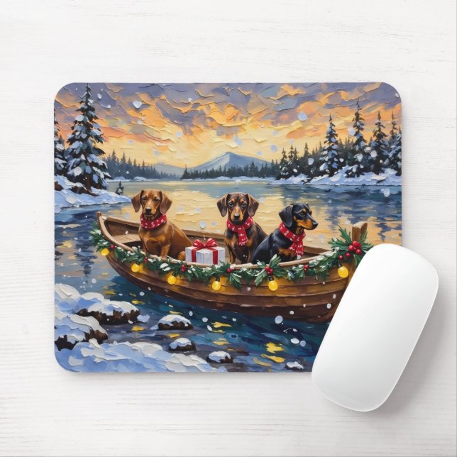 Dachshund Weihnachtsboot Urlaub Mousepad (Mit Mouse)