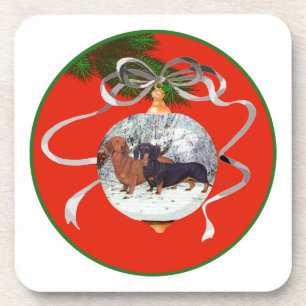 Dachshund-Weihnachtsdekoration Untersetzer