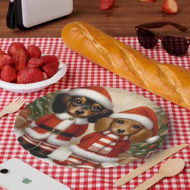 Dachshund-Weihnachtsfeier-Papierteller Pappteller (Picknick)