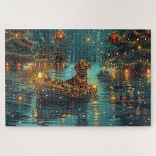 Dachshund Weihnachtsfestliche Reise Puzzle
