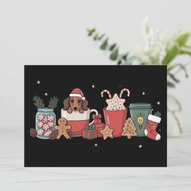 Dachshund Weihnachtskaffee Xmas Bäcker Lebkuchen  Feiertagskarte (Stehend Vorderseite)