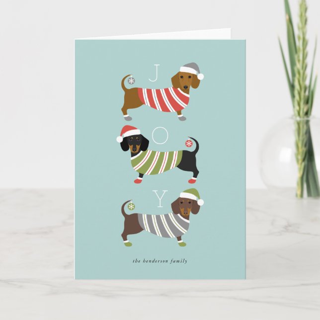 Dachshund Weihnachtskarte Feiertagskarte (Vorderseite)