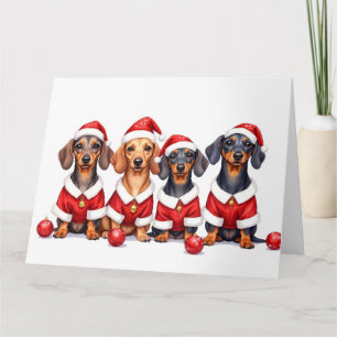 Dachshund-Weihnachtskleid mit Santa-Hut Karte