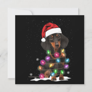 Dachshund-Weihnachtslichter mit Schnee Mitteilungskarte