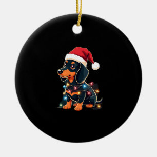 Dachshund Weihnachtslichter Santa Hut Xmas Hunde L Keramik Ornament