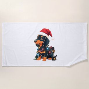 Dachshund Weihnachtslichter Santa Hut Xmas Hunde L Strandtuch