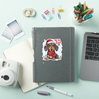 Dachshund Weihnachtsmann auf der Liste der Bösen D Aufkleber