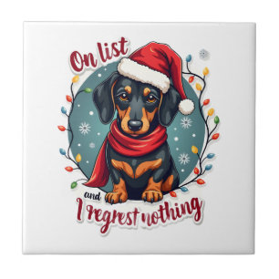 Dachshund Weihnachtsmann auf der Liste der Bösen D Fliese