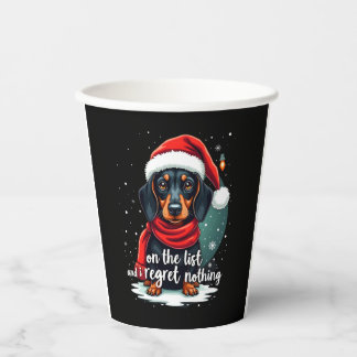 Dachshund Weihnachtsmann auf der Liste der Bösen D Pappbecher