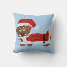 Dachshund Weihnachtsmann mit einem Zuckerstock Kissen