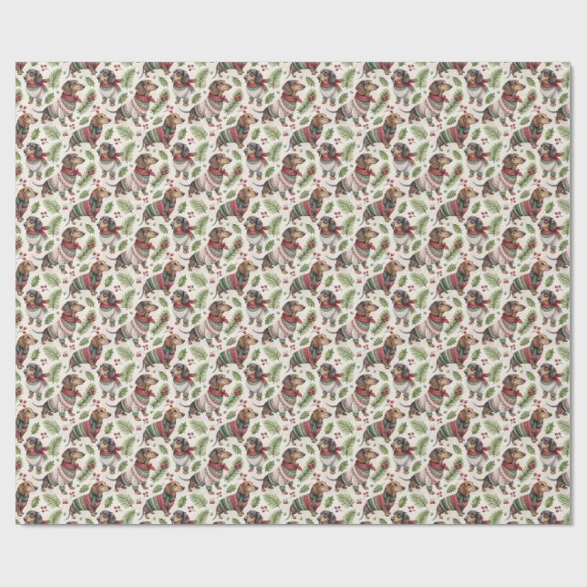 Dachshund-Weihnachtspapier Geschenkpapier (Flach)