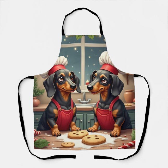 Dachshund Weihnachtsplätzchenbäcker Feiertagsmaler Schürze (Vorderseite)