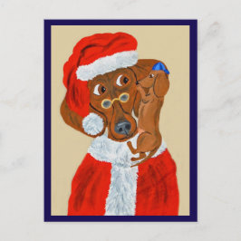 Dachshund-Welpe erzählt dem Weihnachtsmann seine W Postkarte