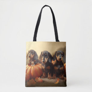 Dachshund-Welpe Herbstfreude Kürbis