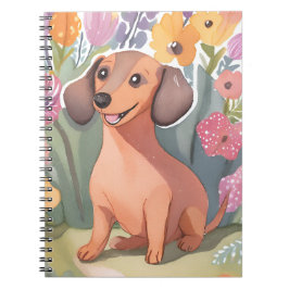Dachshund-Welpe | Wasserfarben-Hund Haustier Notizblock