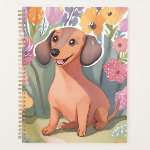 Dachshund-Welpe Wasserfarben-Hund Haustier Planer
