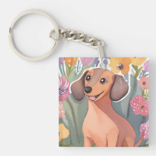 Dachshund-Welpe   Wasserfarben-Hund Haustier Schlüsselanhänger