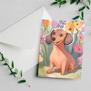 Dachshund-Welpe Wasserfarben-Hund Haustierkarte