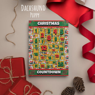 Dachshund-Welpen-Countdown-Weihnachten-Advent Feiertagskarte