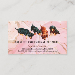 Dachshund-Welpen-Tierpflege-Motel Pink Gold Achat Visitenkarte