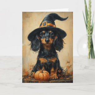Dachshund Welpenhexe Feiertagskarte
