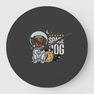 Dachshund Weltraum Hund Astronaut Vektor Große Wanduhr