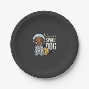 Dachshund Weltraum Hund Astronaut Vektor Pappteller