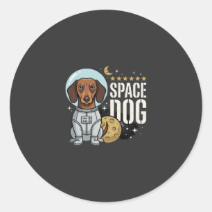 Dachshund Weltraum Hund Astronaut Vektor Runder Aufkleber