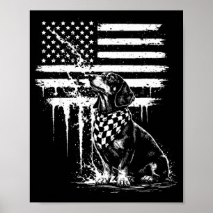 Dachshund Wiener Amerikanische Flagge 4. Juli Doxi Poster