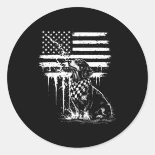 Dachshund Wiener Amerikanische Flagge 4. Juli Doxi Runder Aufkleber