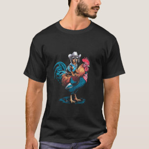 Dachshund Wiener Cowboy reitet auf einem Huhn für  T-Shirt