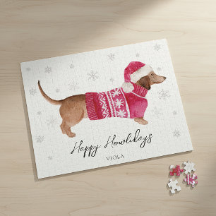 Dachshund Wiener Dog Aquarell Haustiergeschenk Puzzle