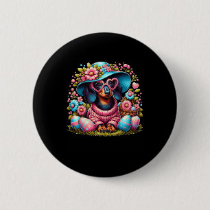 Dachshund Wiener Dog Blumen-Eier Ostertag Hund Lo Button