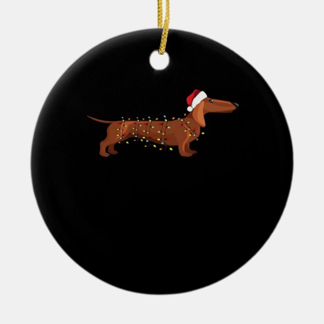 Dachshund Wiener Dog Christmas Light Essential T-S Keramik Ornament (Vorne)