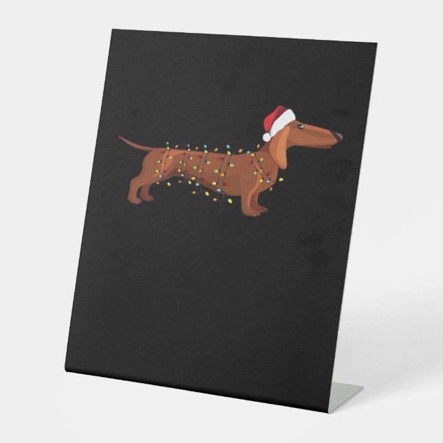 Dachshund Wiener Dog Christmas Light Essential T-S Sockelschild (Vorderseite)