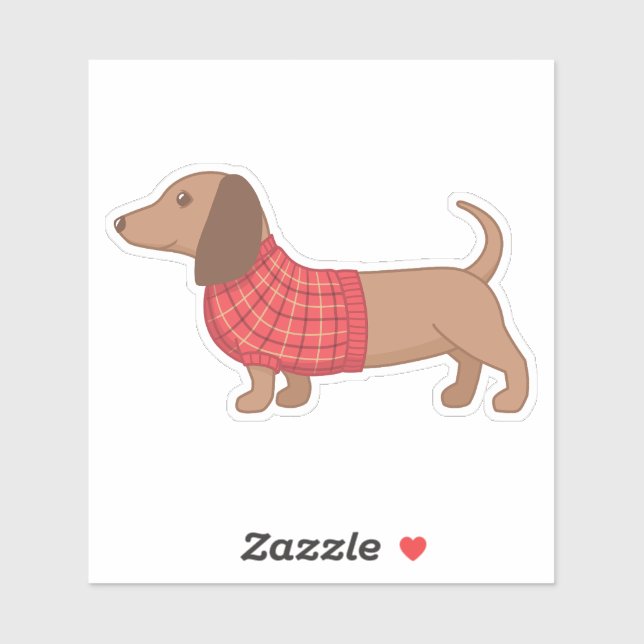 Dachshund Wiener Dog Red Plaid Sweater Aufkleber (Blatt)
