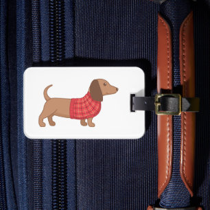 Dachshund Wiener Dog roter Karo-Pullover Gepäckanhänger