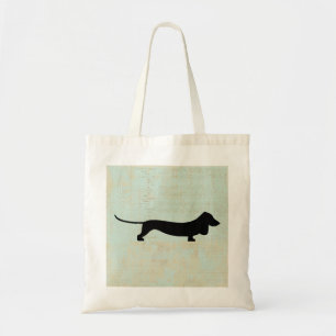 Dachshund Wiener Dog Silhouette auf türkisfarbenem Tragetasche