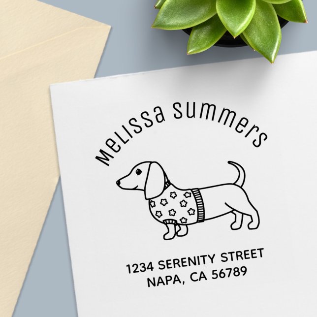 Dachshund Wiener Dog Star Sweater Arch Address Permastempel (Von Creator hochgeladen)