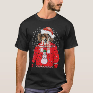 Dachshund Wiener Hund hässliches Weihnachten Santa T-Shirt