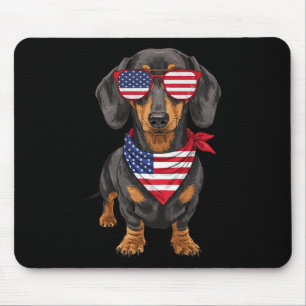 Dachshund Wiener USA US-Flagge 4. Juli Amerika C Mousepad