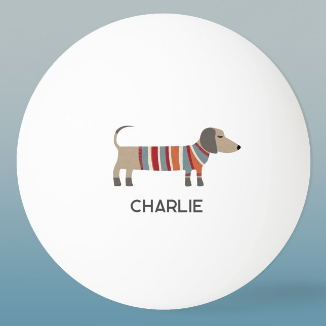 Dachshund Wiener Wursthund Persönlicher Name Tischtennisball (Fun Dachshund Wiener Sausage Dog personalized custom name ping pong ball)