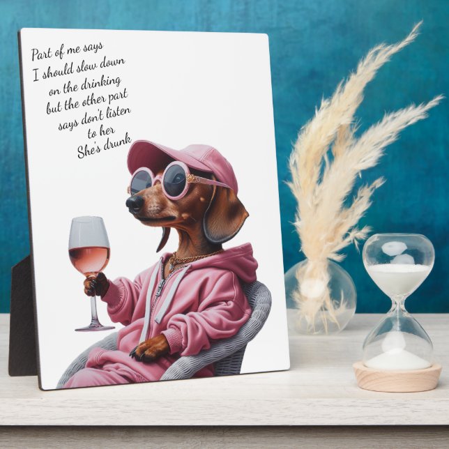 Dachshund Wine Drinker Fotoplatte (Seite)