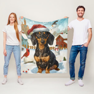 Dachshund Winter Wonderland Weihnachtsfreude Fleecedecke