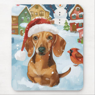 Dachshund Winter Wonderland Weihnachtsfreude Mousepad