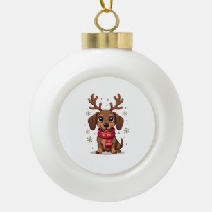 Dachshund Winterfreude Keramik Kugel-Ornament