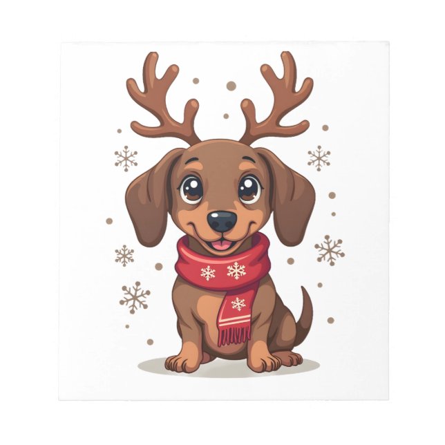 Dachshund Winterfreude Notizblock (Vorderseite)