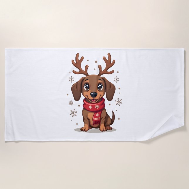 Dachshund Winterfreude Strandtuch (Vorderseite)