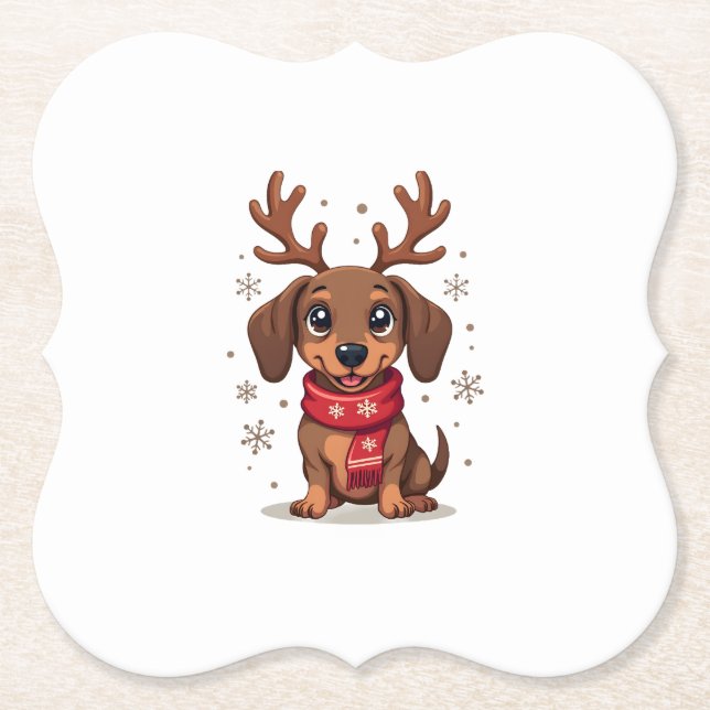 Dachshund Winterfreude Untersetzer (Vorderseite)