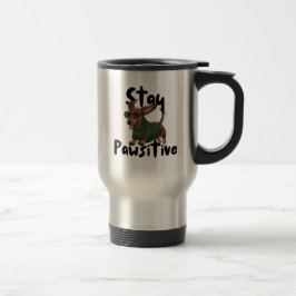Dachshund with glasses Mug, Stay Pawsitive Reisebecher